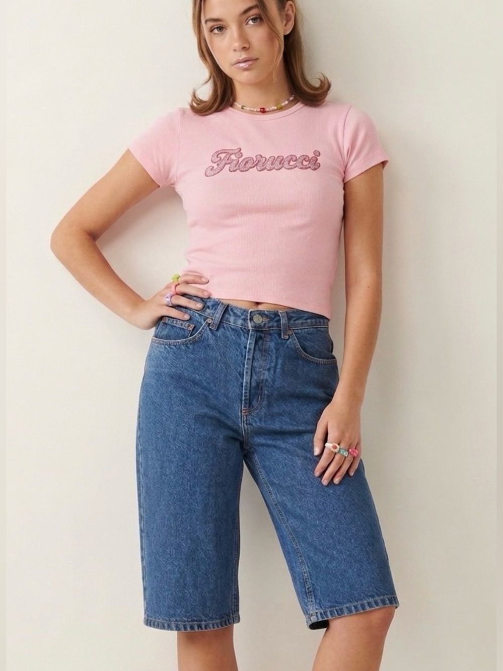 Vintage Fiorucci USA Made Denim Bermuda Shorts/Jorts 7/8 Y2K Cotton Button Fly